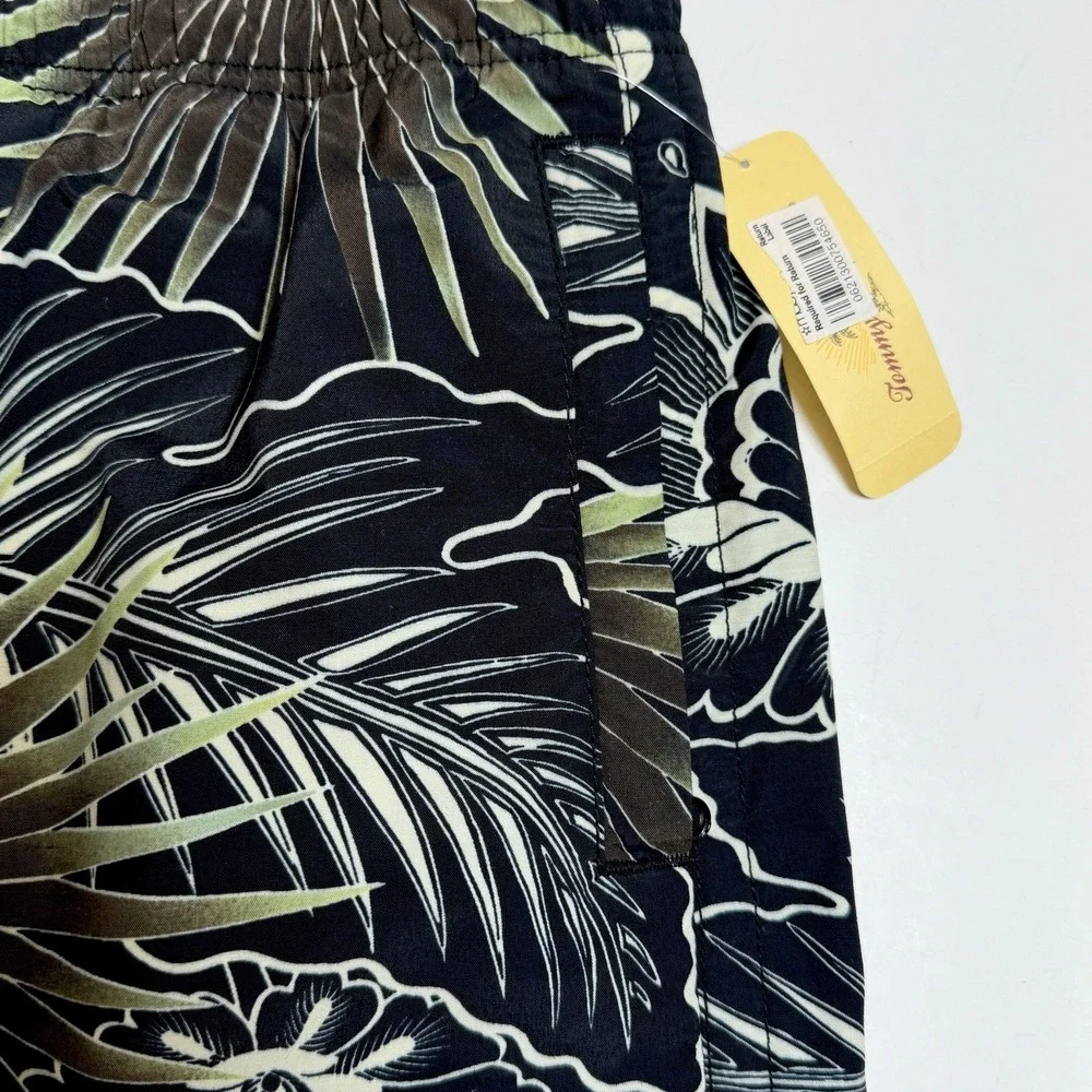Tommy Bahama Men's Swim Trunks Size M Black Floral Hawaiian Board Shorts NWT‎